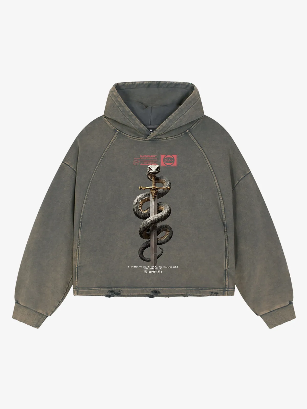 Vintage Washed Snake Staff Graphic Hoodie sold by Thesupermade product image thumbnail 2