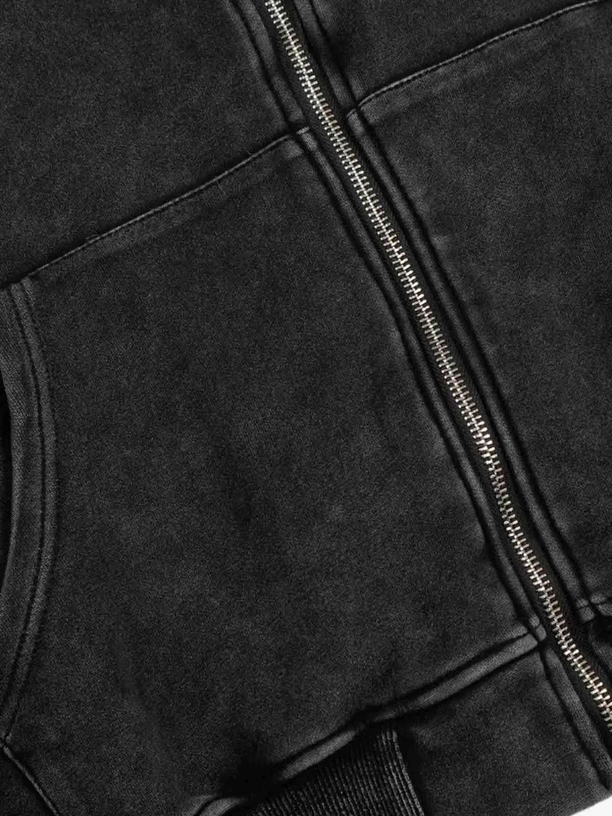 Vintage Washed Panel Construction Zip-Up Hoodie sold by Thesupermade product image thumbnail 4