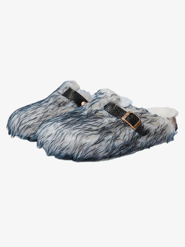 Warm Faux Fur Footbed Buckle Clogs sold by Thesupermade