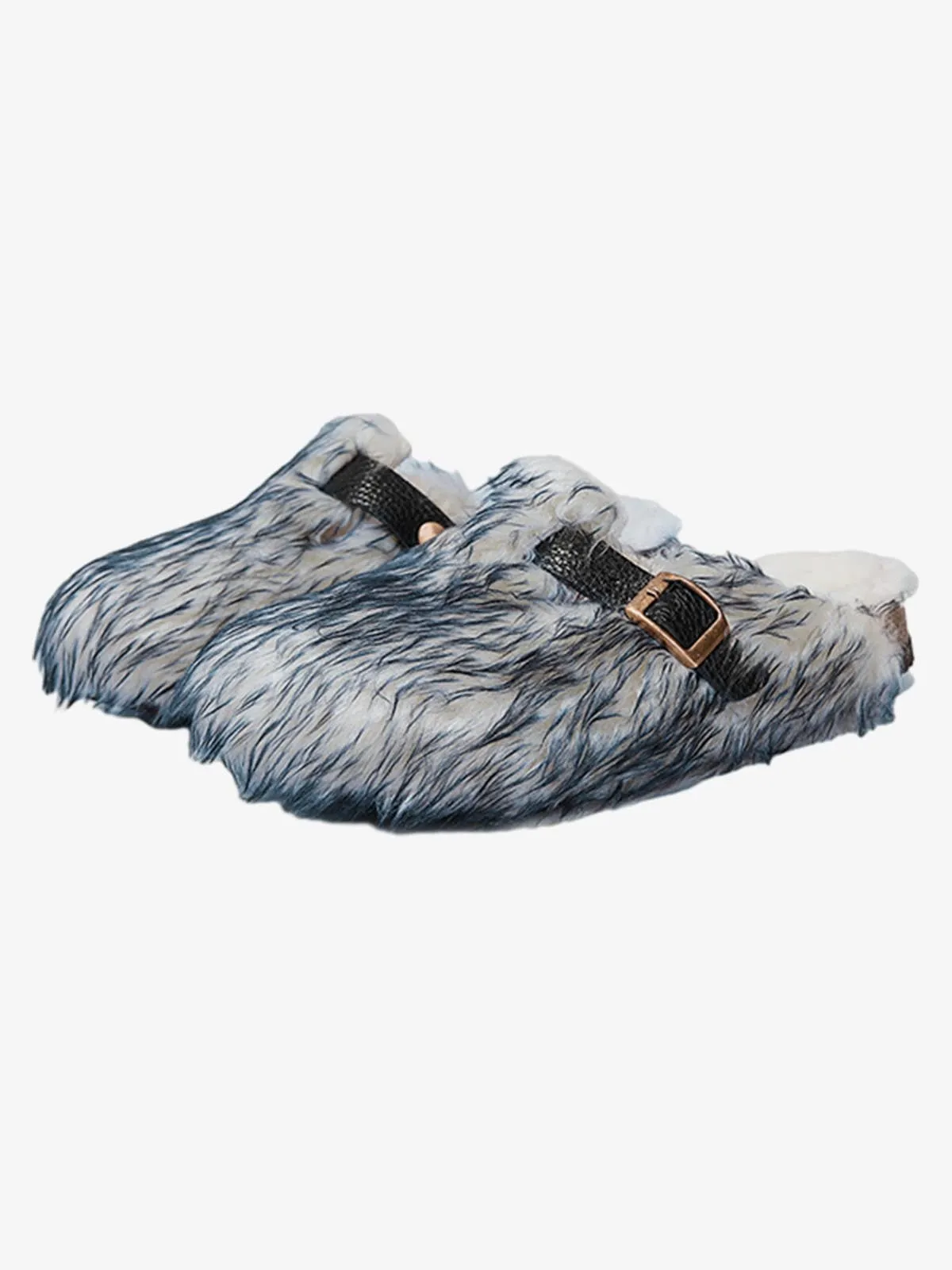 Warm Faux Fur Footbed Buckle Clogs sold by Thesupermade
