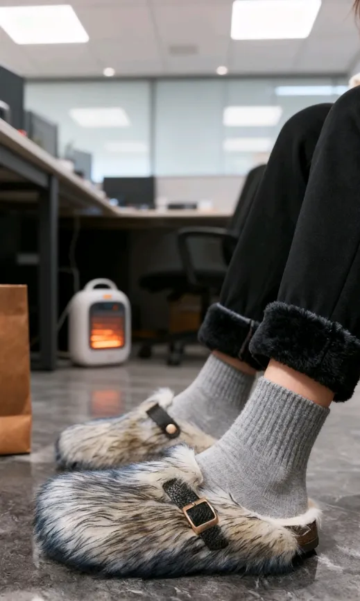 Warm Faux Fur Footbed Buckle Clogs sold by Thesupermade product image thumbnail 5