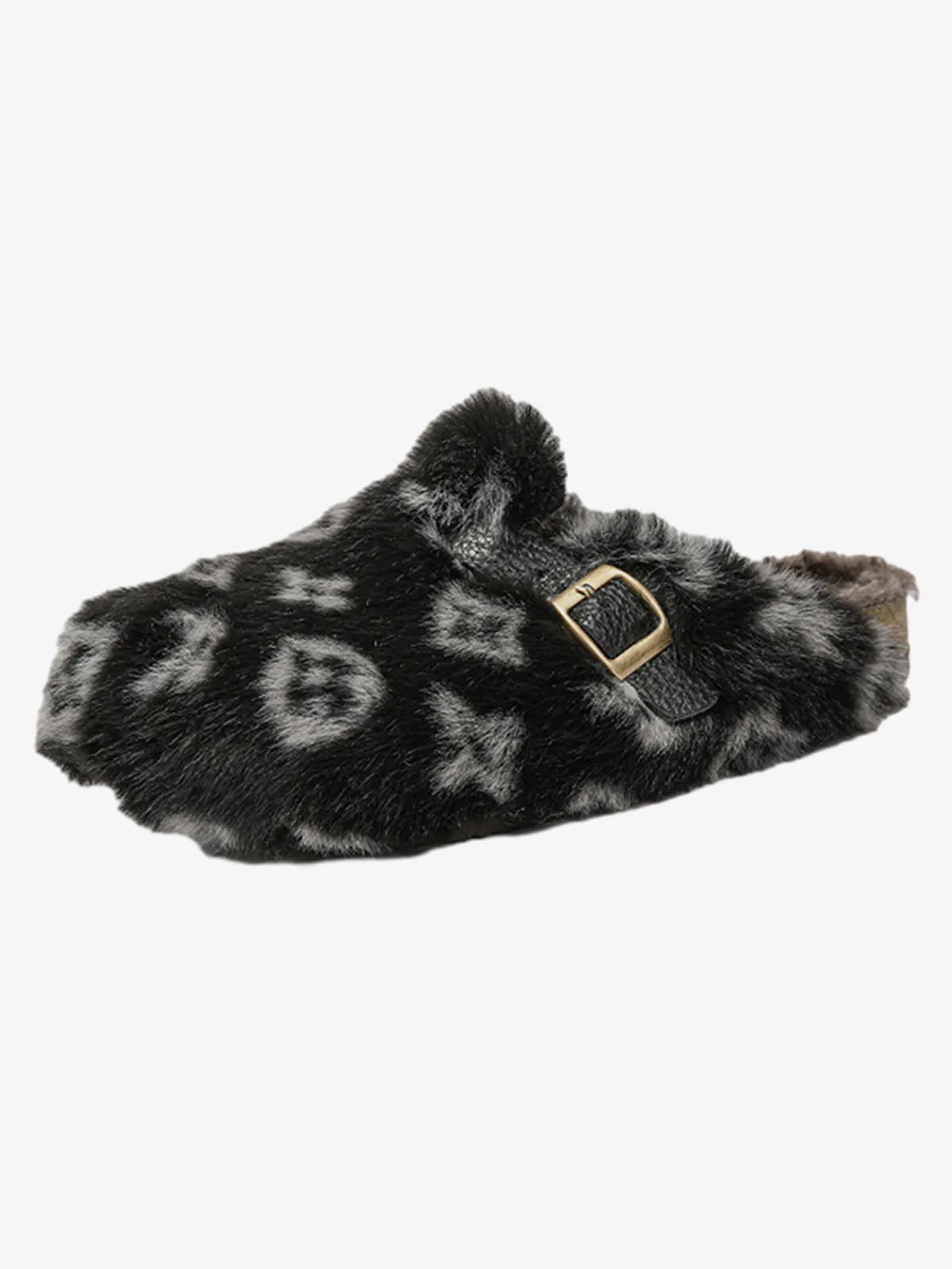 Abstract Spotted Faux Fur Buckle Clogs sold by Thesupermade product image thumbnail 2