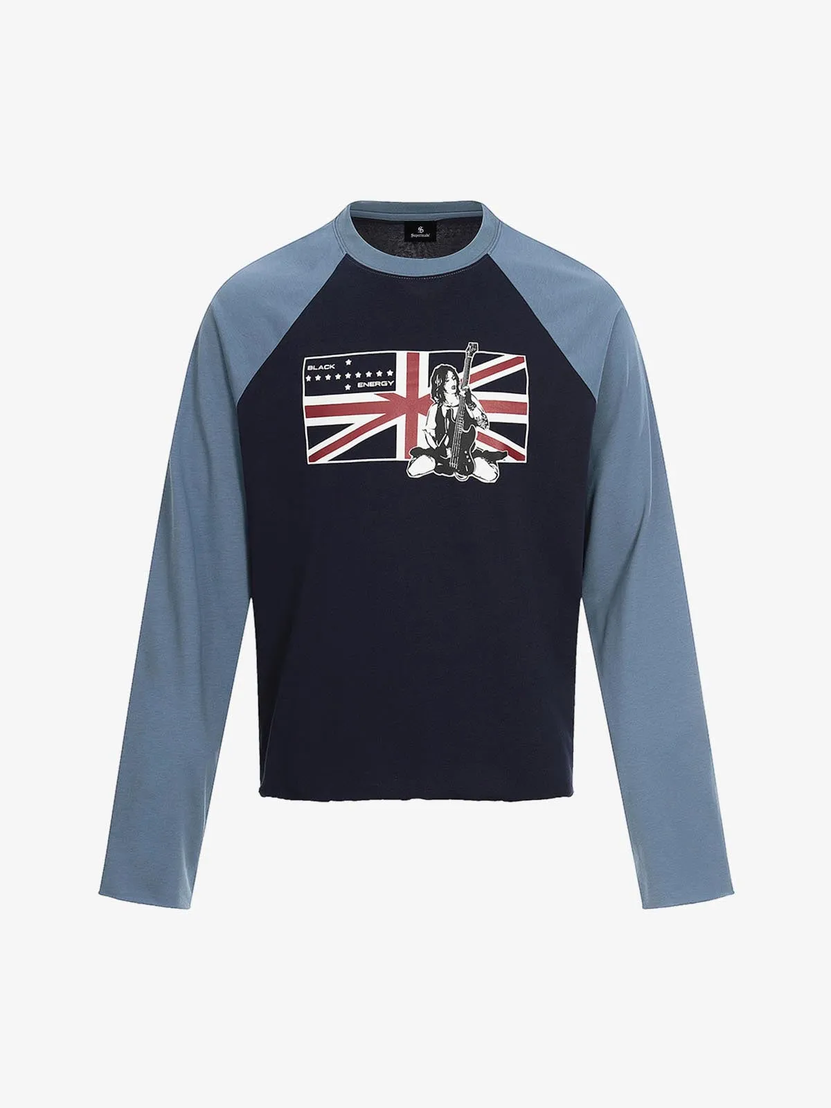 Retro Union Jack Graphic Raglan Long Sleeve T-Shirt sold by Thesupermade