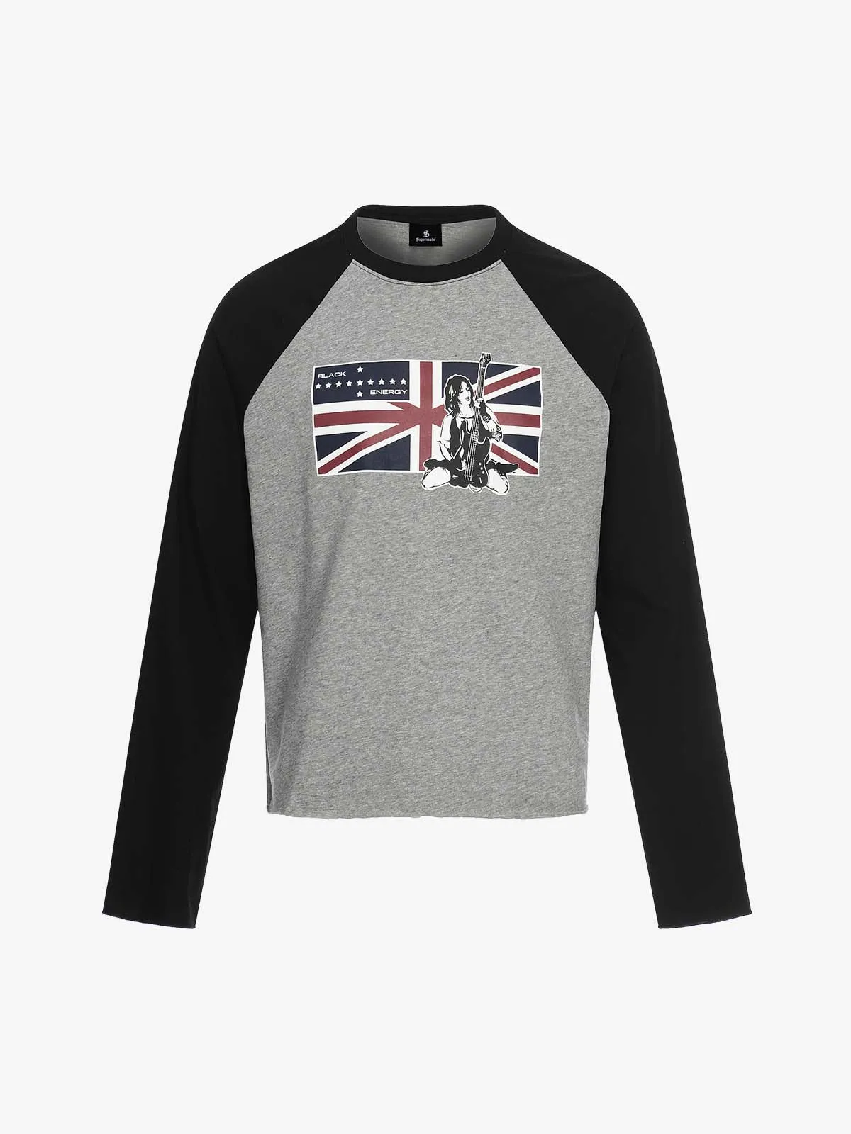 Retro Union Jack Graphic Raglan Long Sleeve T-Shirt sold by Thesupermade product image thumbnail 2
