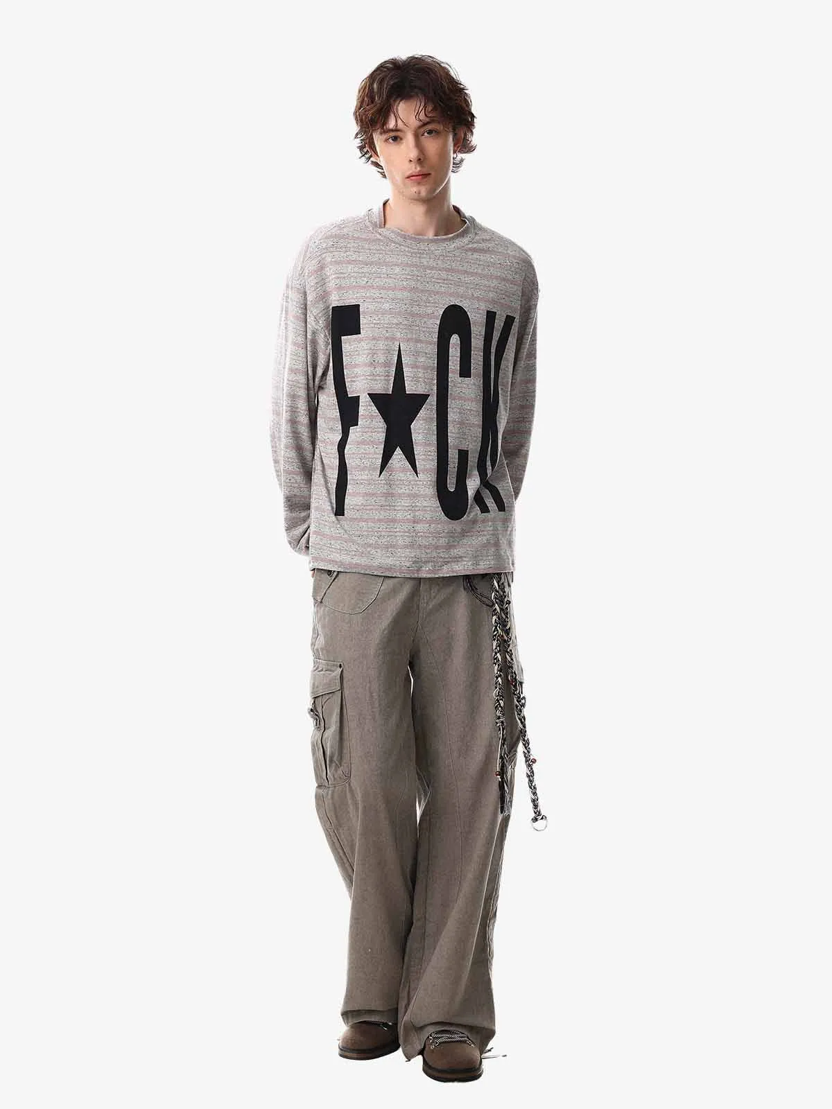 Graphic Letter Star Print Long Sleeve T-Shirt sold by Thesupermade product image thumbnail 3