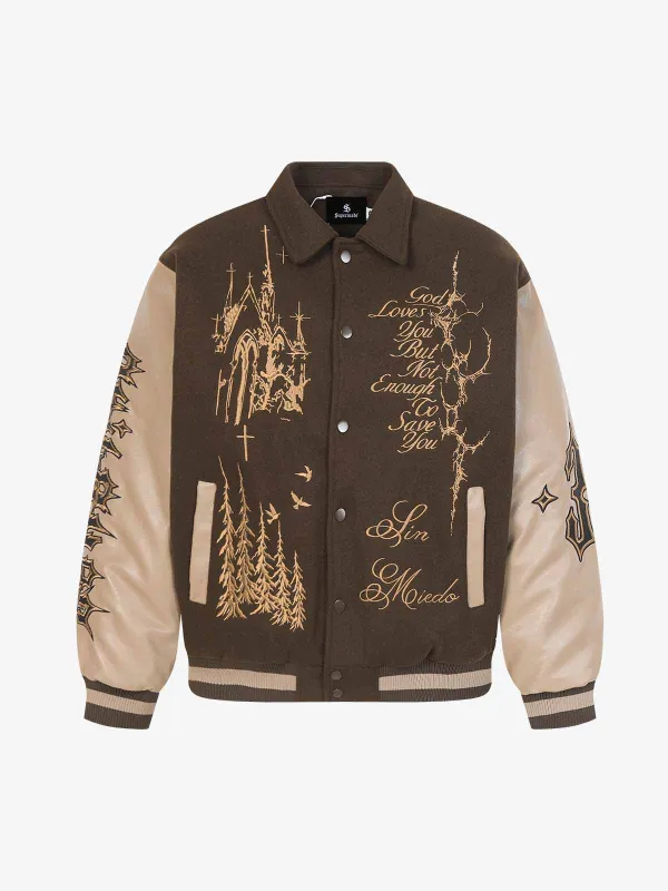 Gothic Gold Embroidered Varsity Jacket sold by Thesupermade