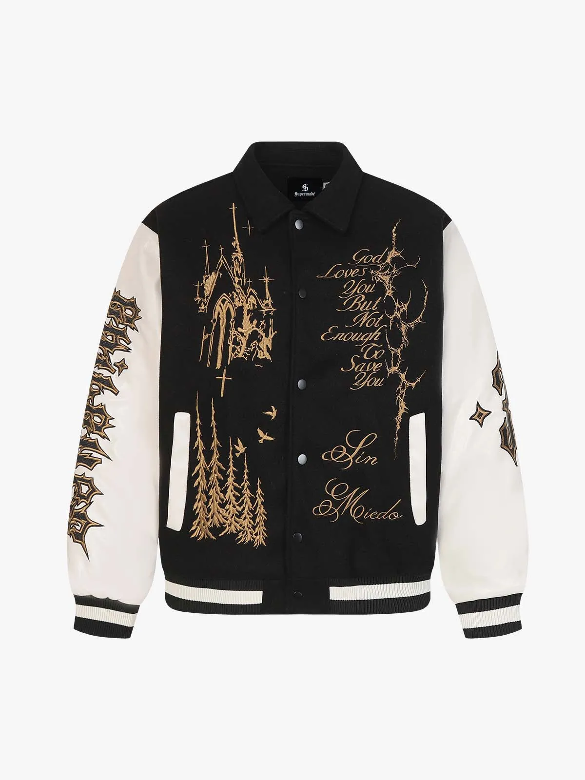 Gothic Gold Embroidered Varsity Jacket sold by Thesupermade product image thumbnail 2