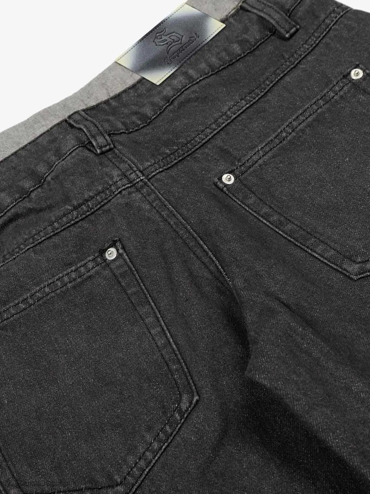 Vintage Washed Layered Waist Wide Leg Denim Jeans sold by Thesupermade product image thumbnail 5