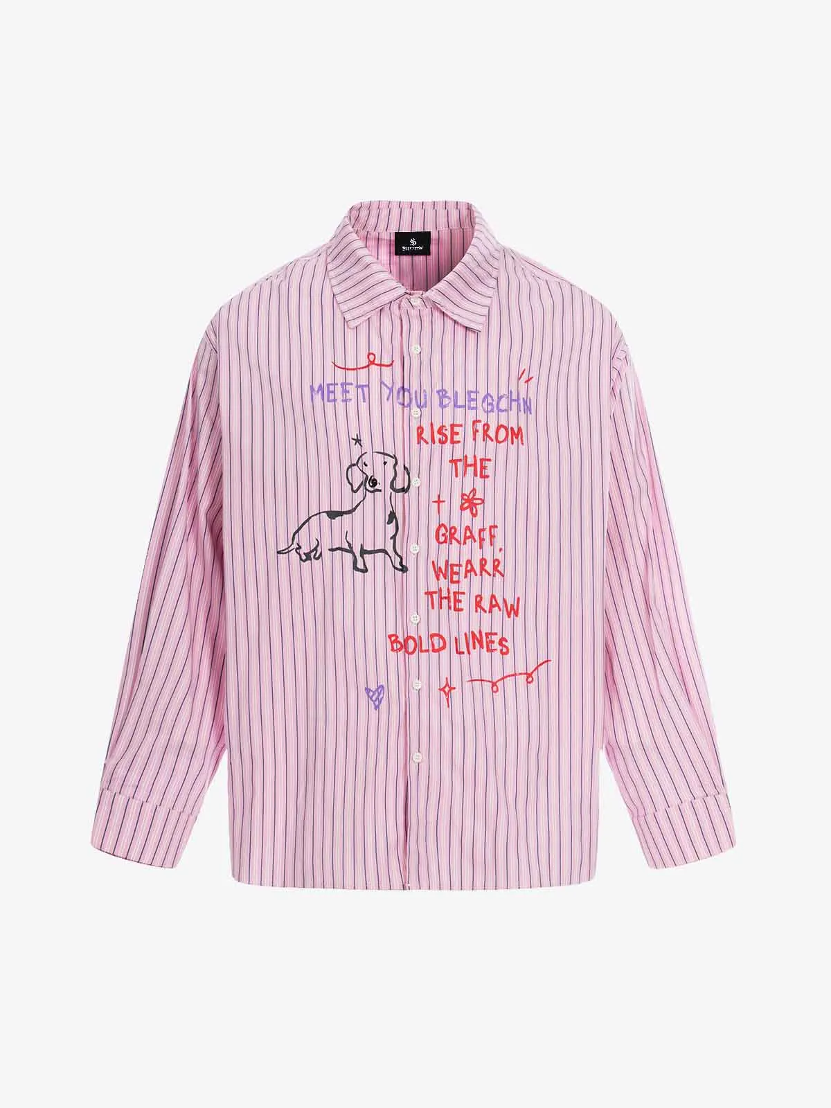 Fun Graffiti Striped Graphic Button-Up Shirt sold by Thesupermade product image thumbnail 2