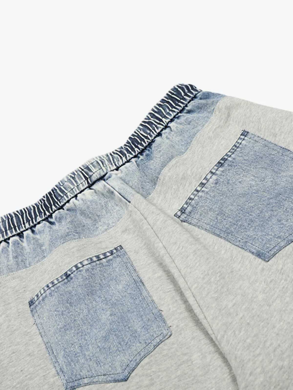 Vintage Wash Denim Waistband Patchwork Sweatpants sold by Thesupermade product image thumbnail 5