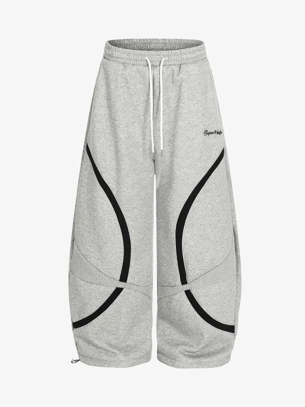 Retro Contrast Panel Drawstring Sweatpants sold by Thesupermade