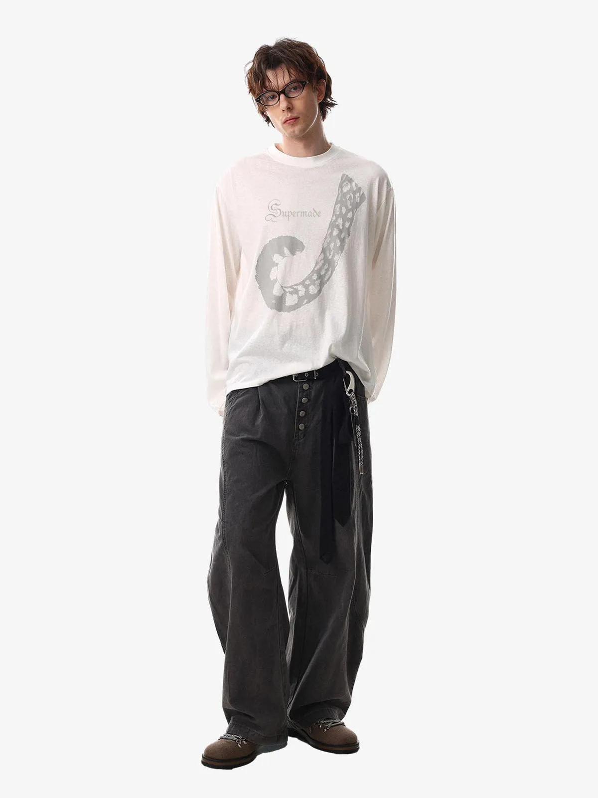 Abstract Leopard Tail Graphic Long Sleeve T-Shirt sold by Thesupermade product image thumbnail 3