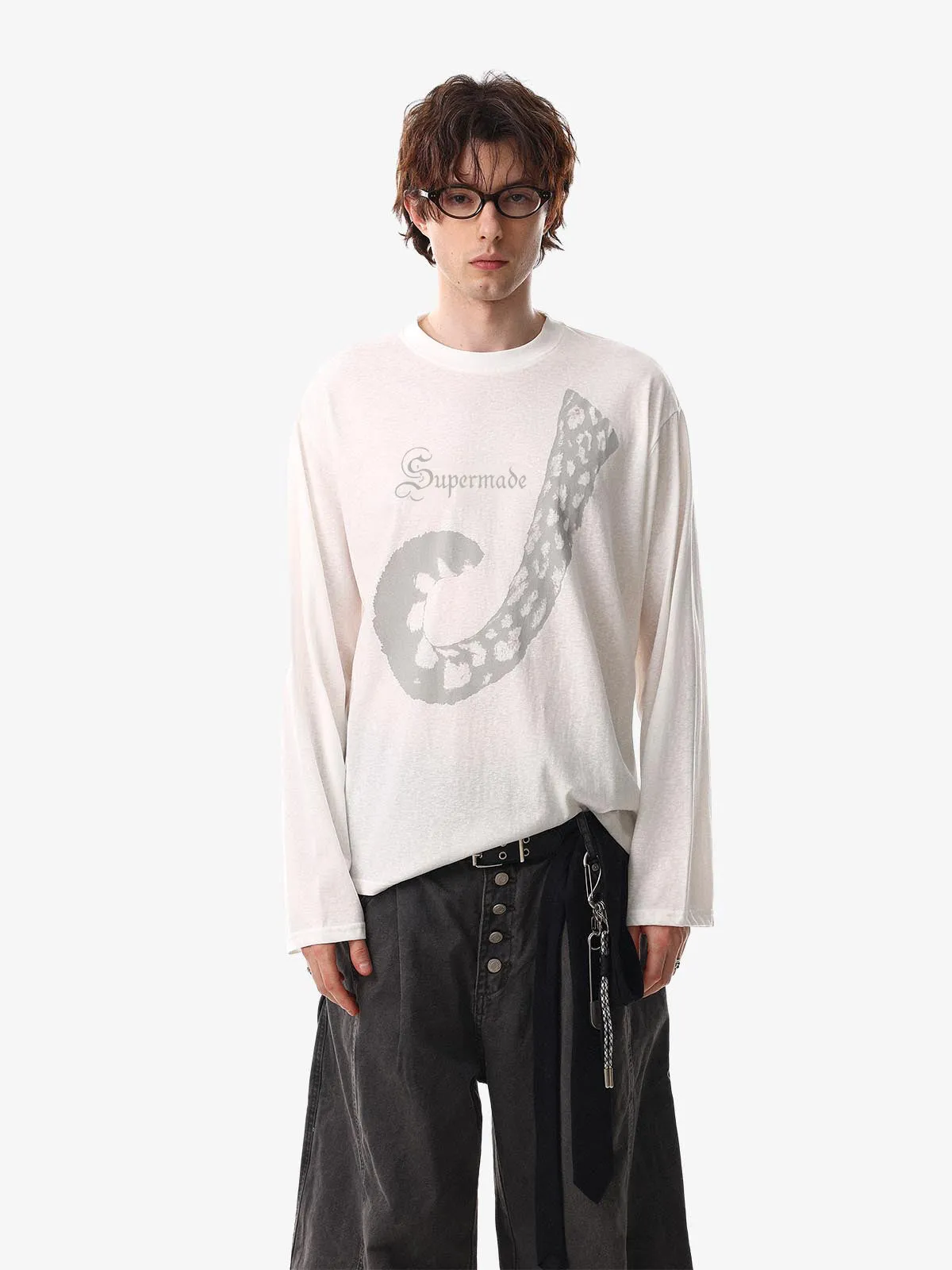 Abstract Leopard Tail Graphic Long Sleeve T-Shirt sold by Thesupermade