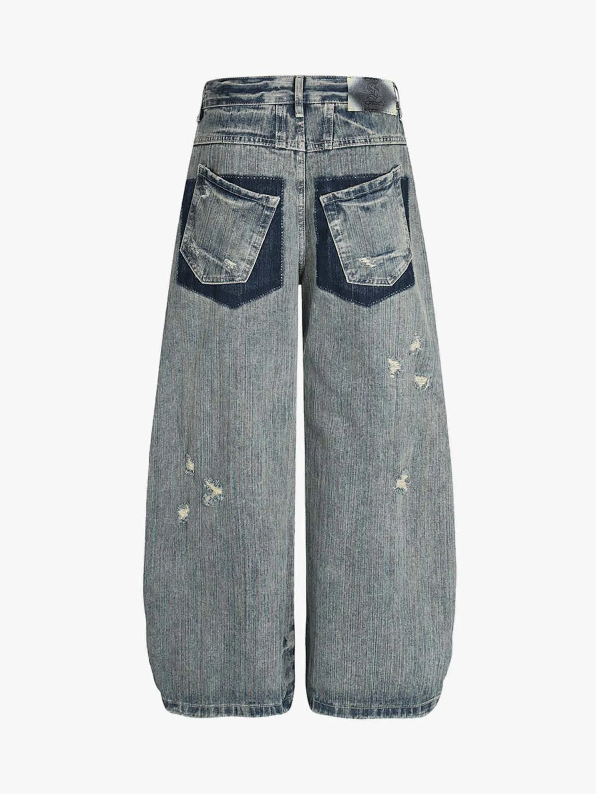 High Waist Distressed Barrel Denim Jeans sold by Thesupermade product image thumbnail 2