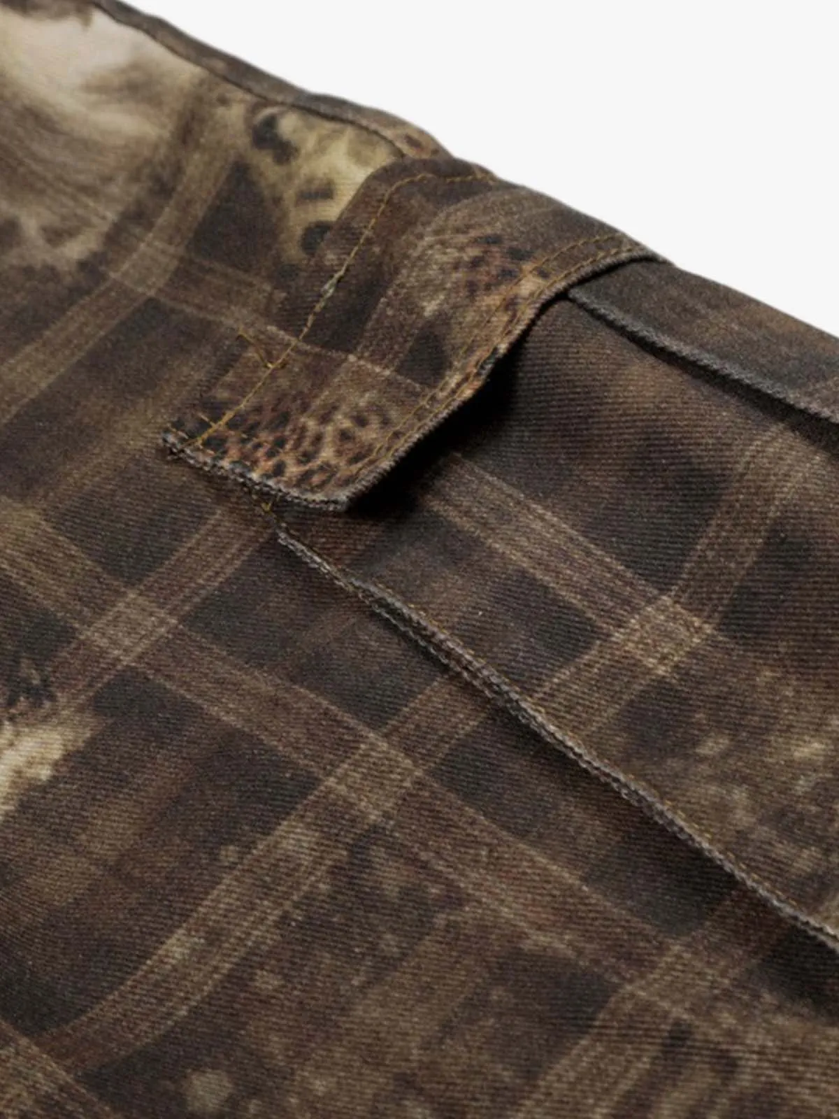 Plaid Leopard Print Cargo Barrel Jeans sold by Thesupermade product image thumbnail 5