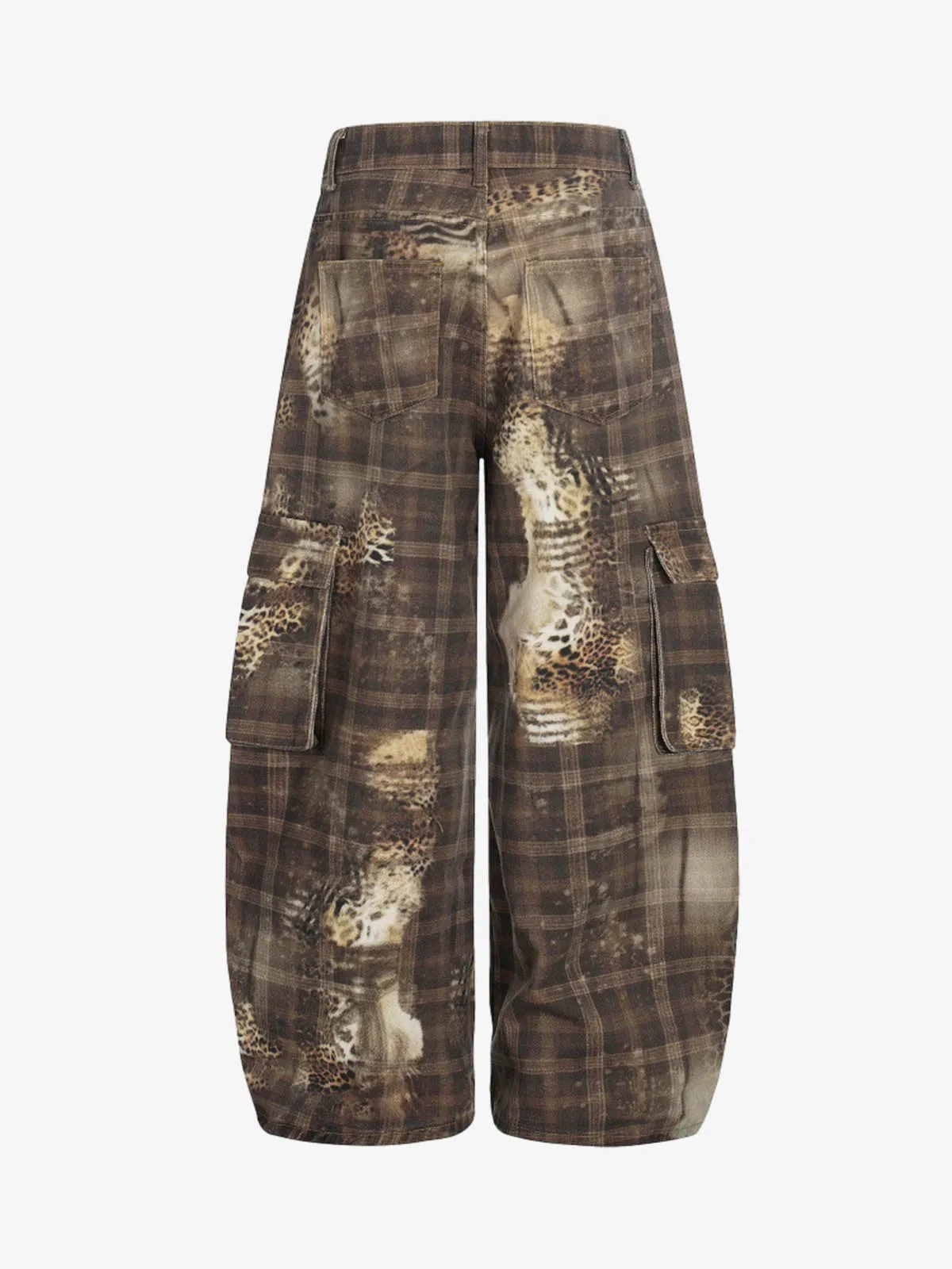 Plaid Leopard Print Cargo Barrel Jeans sold by Thesupermade product image thumbnail 3