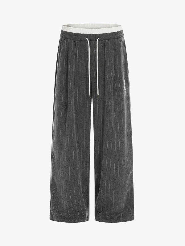 Pinstripe Elastic Waist Wide Leg Pants made by Thesupermade
