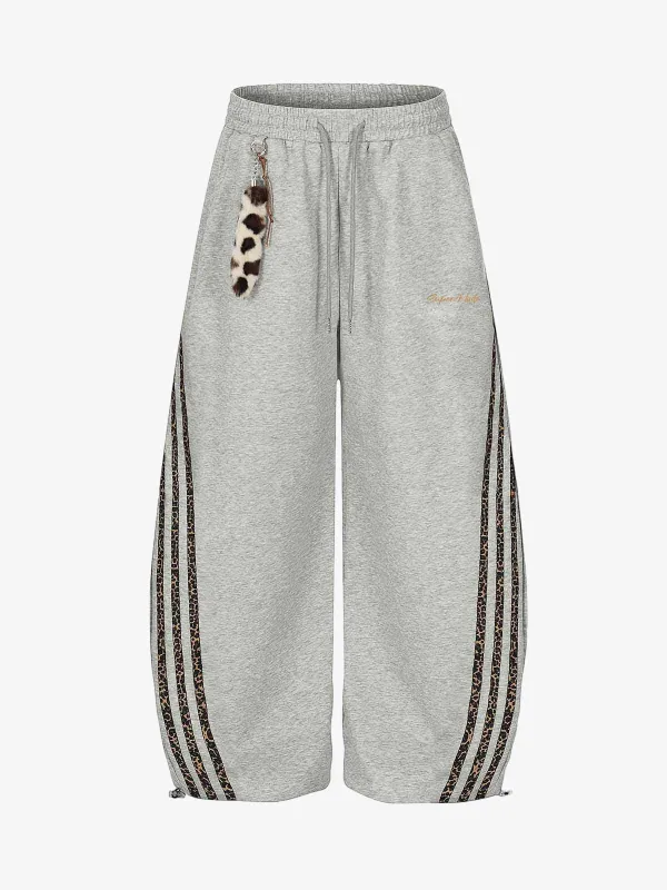 Leopard Stripe Charm Wide Leg Drawstring Sweatpants sold by Thesupermade