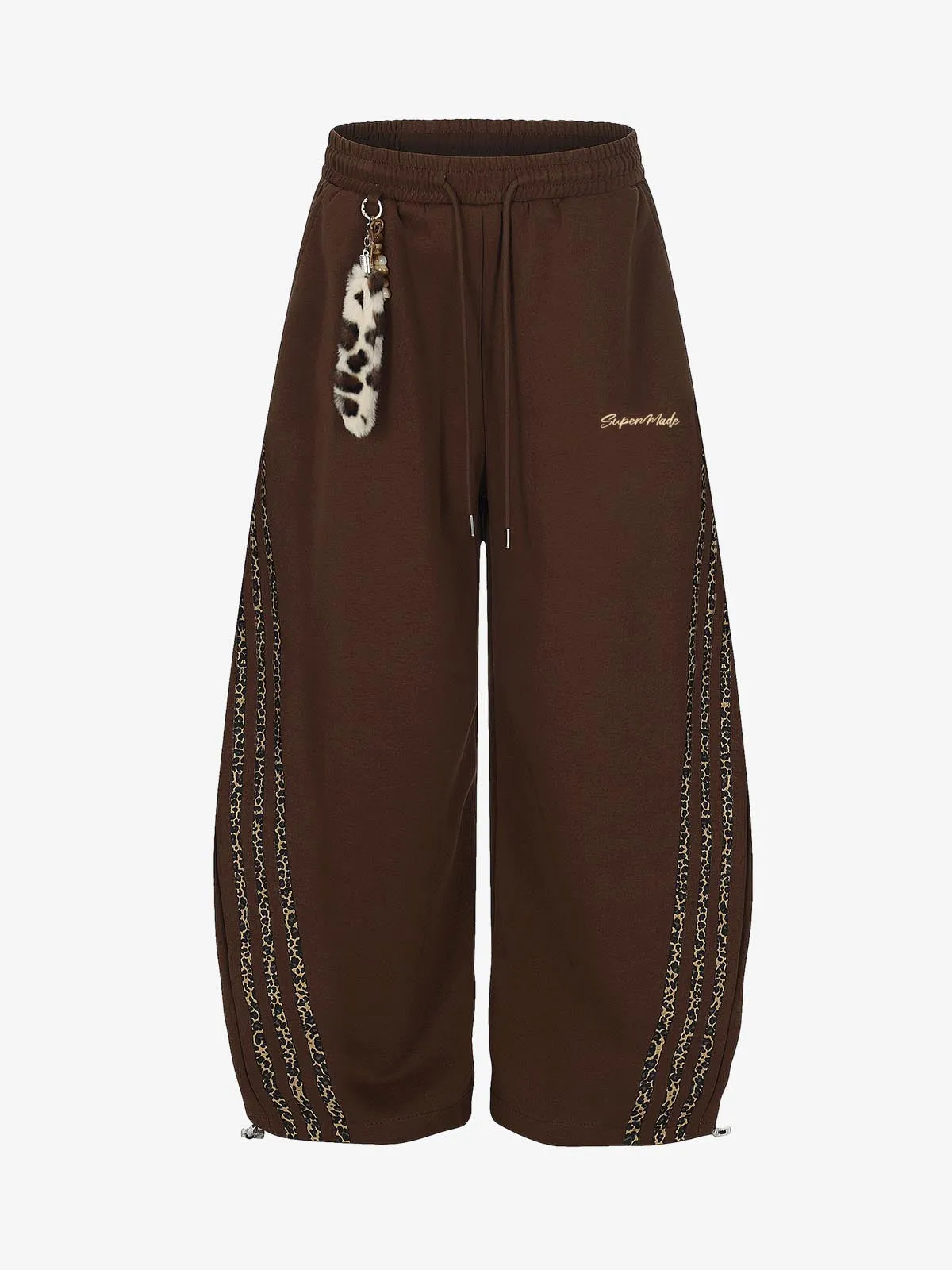 Leopard Stripe Charm Wide Leg Drawstring Sweatpants sold by Thesupermade product image thumbnail 2
