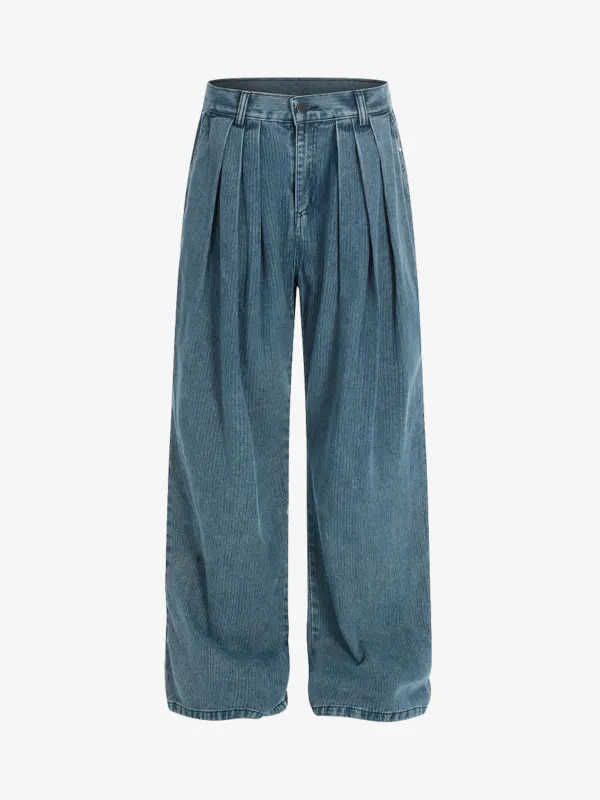 High Waist Pleated Wide Leg Jeans made by Thesupermade