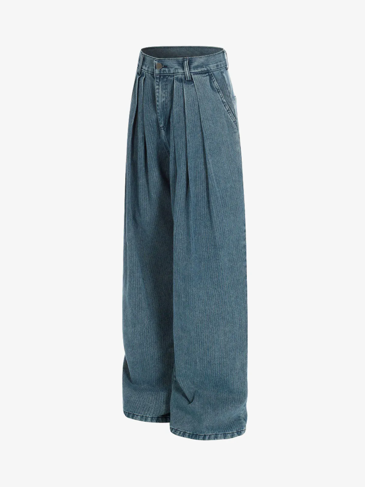 High Waist Pleated Wide Leg Jeans sold by Thesupermade product image thumbnail 3