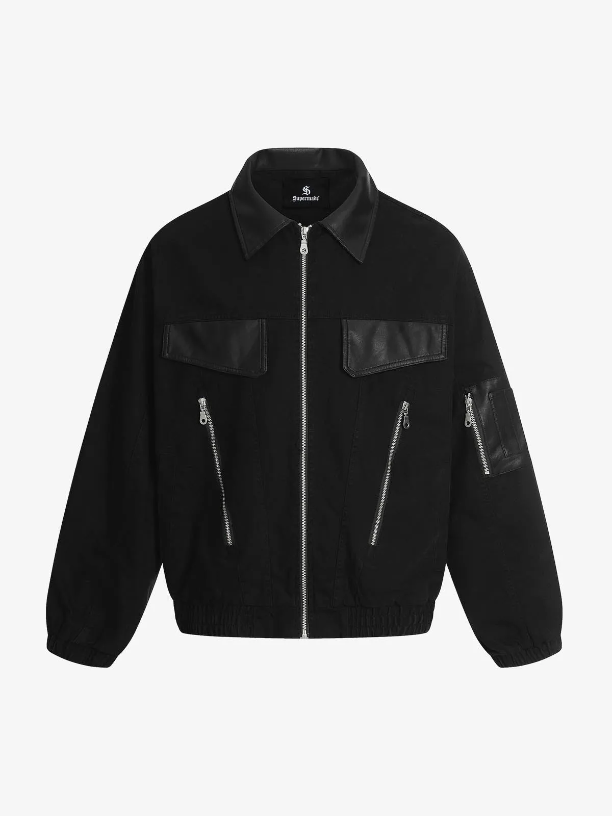 Retro Panelled Utility Multi Pocket Zip Up Bomber Jacket sold by Thesupermade product image thumbnail 2