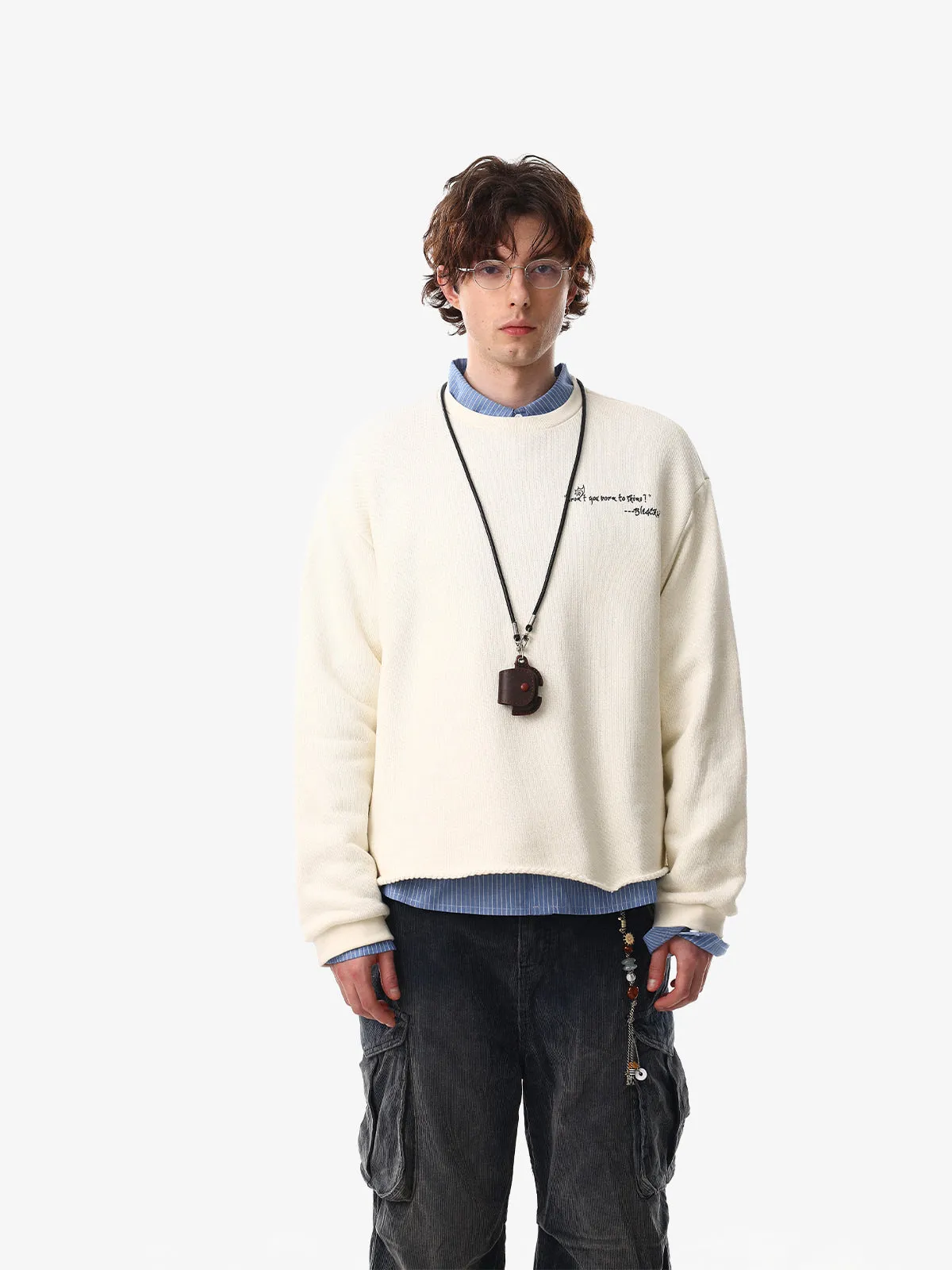 Raw Hem Clean-Fit Crew Neck Pullover sold by Thesupermade