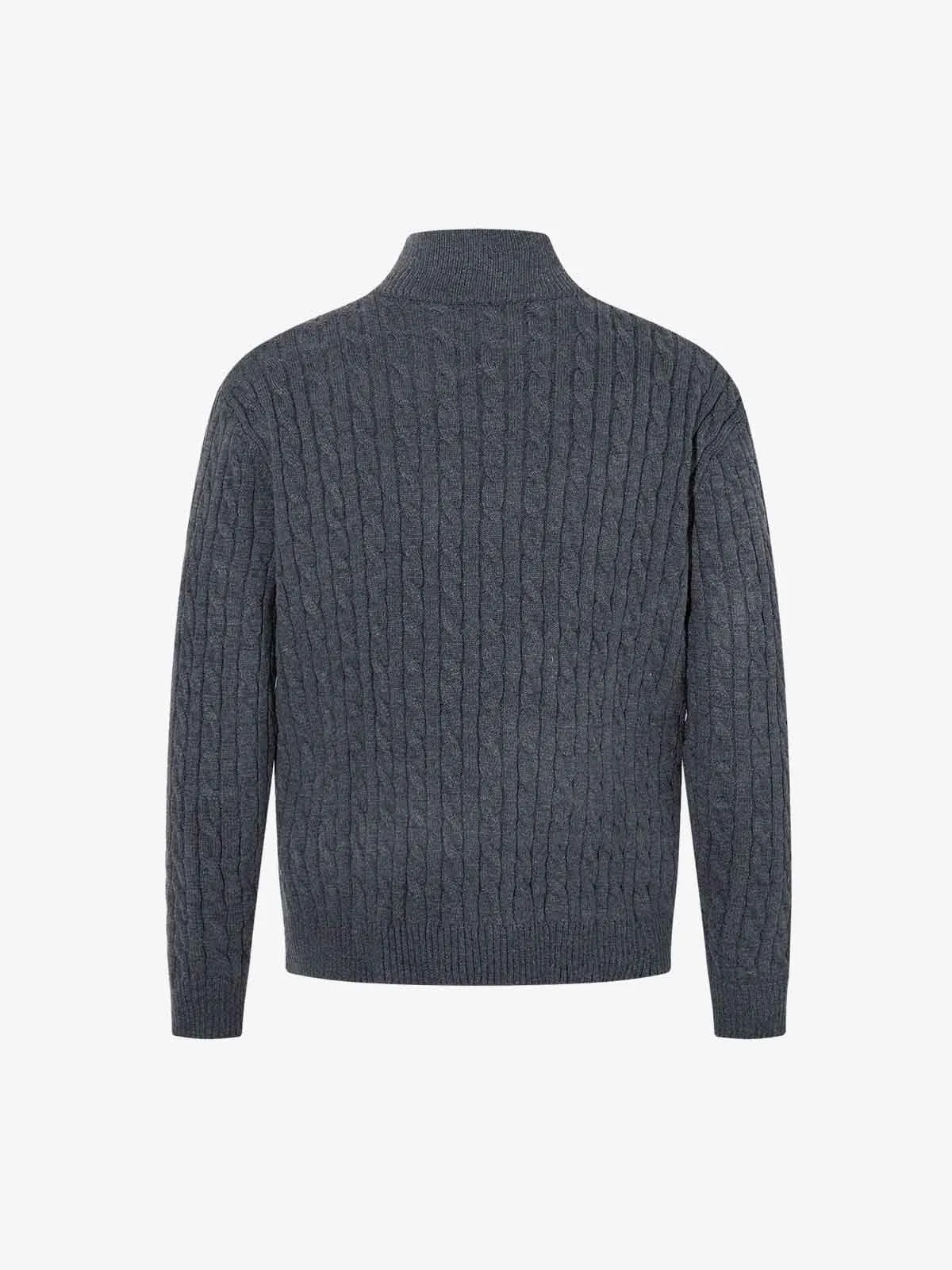 Cable Knit Half Zip Mock Neck Sweater sold by Thesupermade product image thumbnail 4