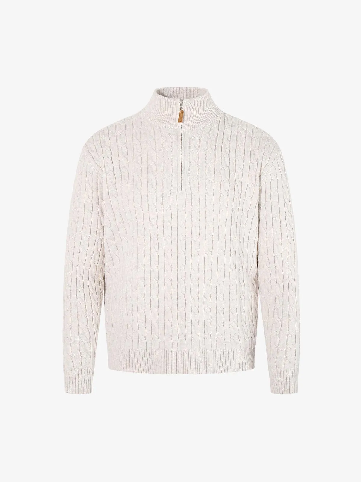 Cable Knit Half Zip Mock Neck Sweater sold by Thesupermade