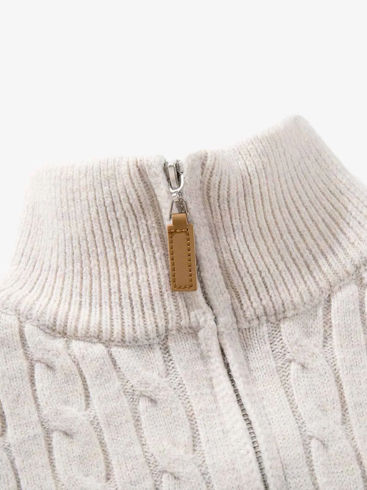 Cable Knit Half Zip Mock Neck Sweater sold by Thesupermade product image thumbnail 5