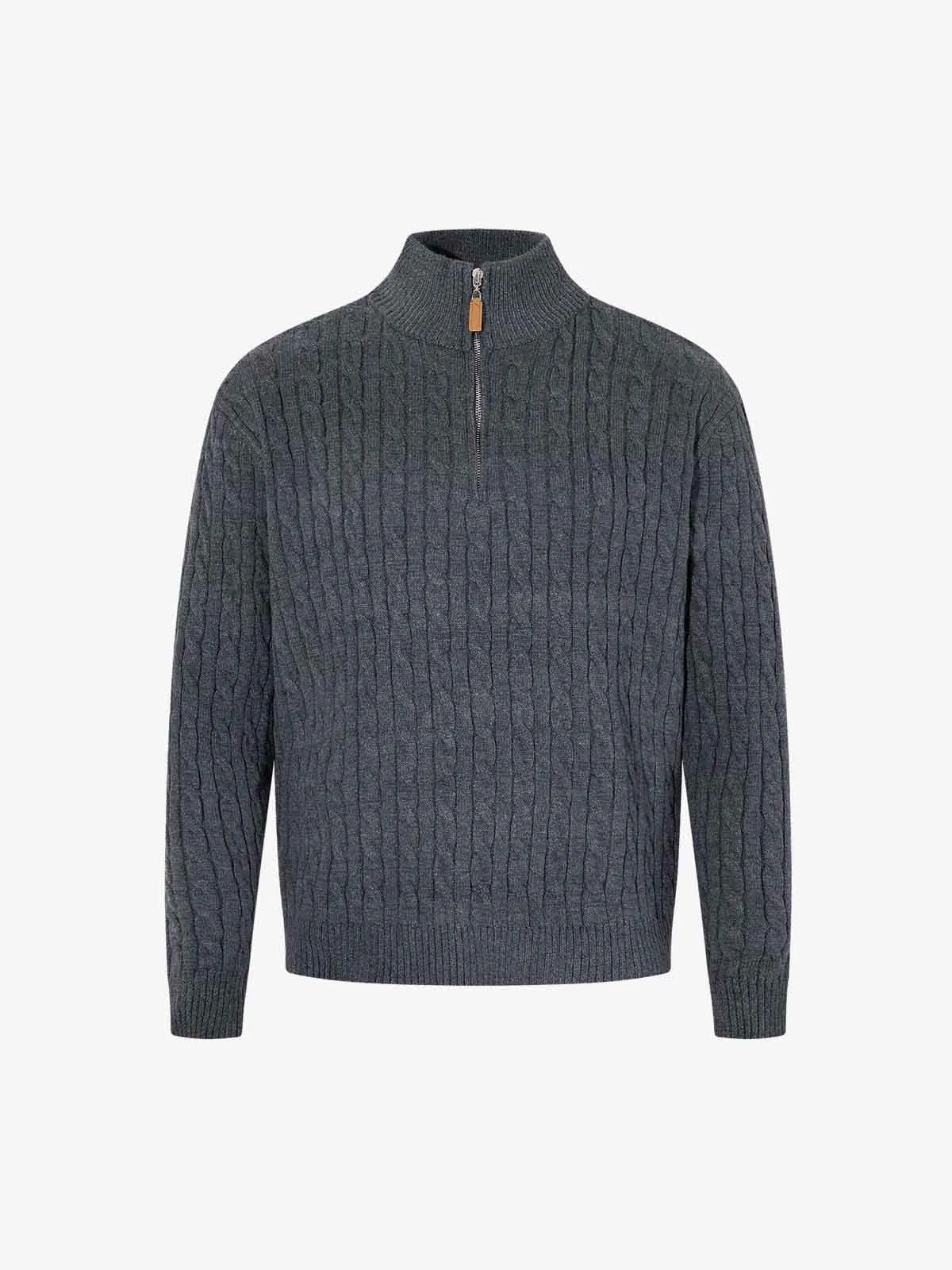 Cable Knit Half Zip Mock Neck Sweater sold by Thesupermade product image thumbnail 2