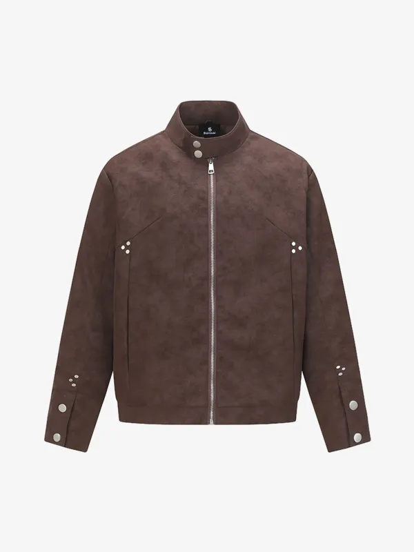 Suede Studded Zip Up Jacket made by Thesupermade