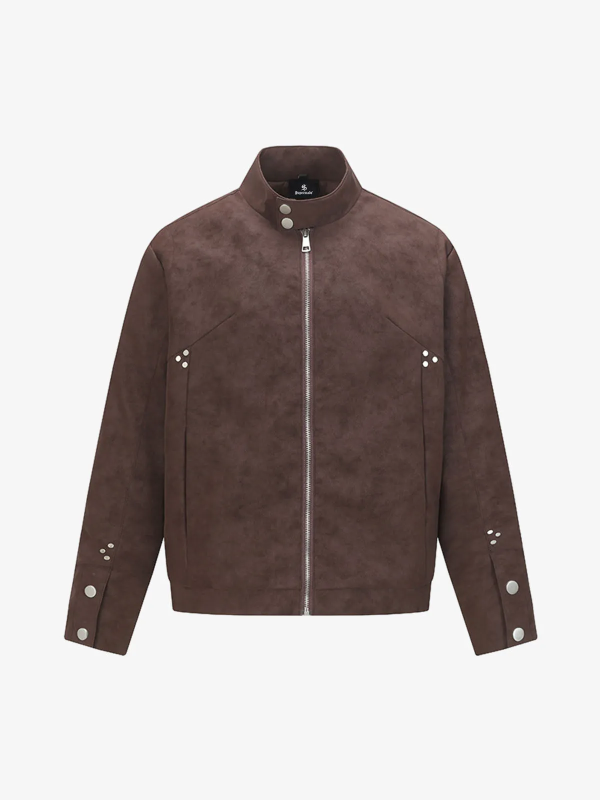 Suede Studded Zip Up Jacket sold by Thesupermade