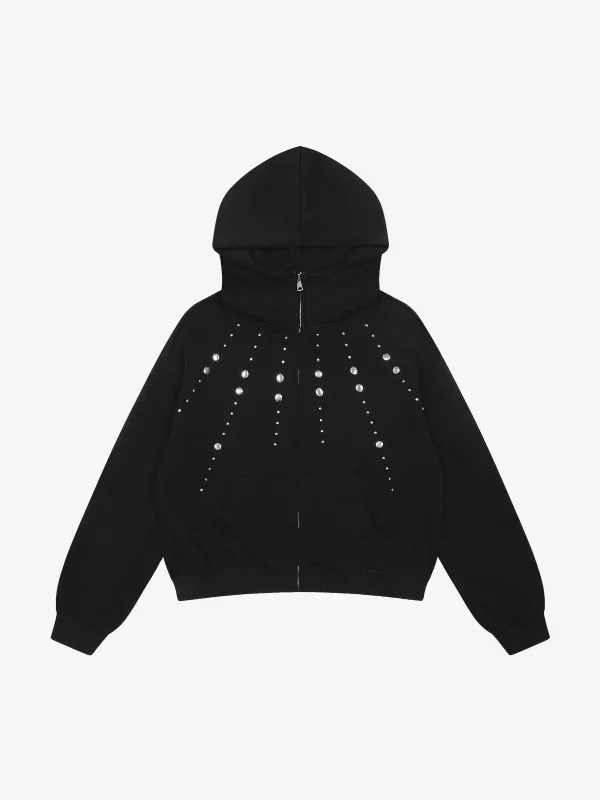 Cropped Metal Stud Zip Up Hoodie made by Thesupermade