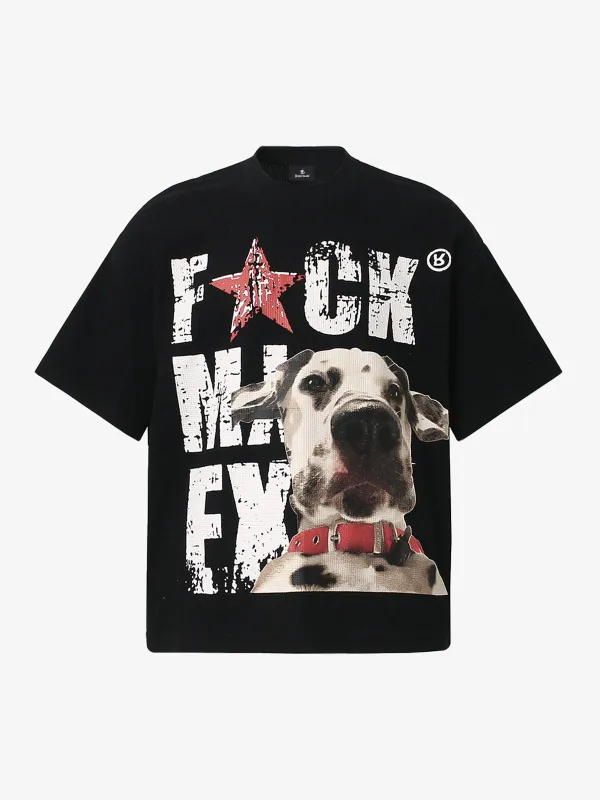 Distressed Text Dog Graphic T-Shirt made by Thesupermade