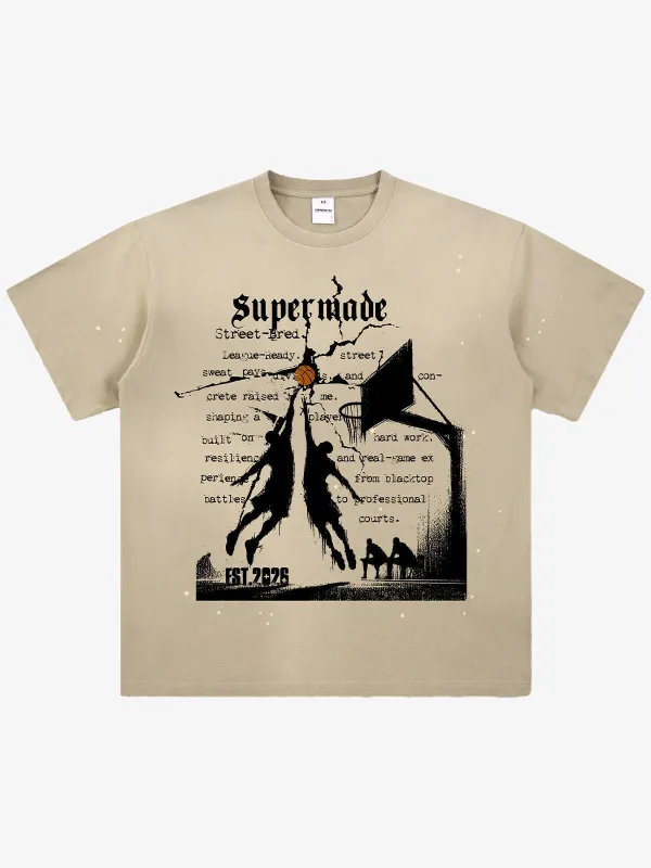 Supermade Basketball Illustration Street Graphic T-Shirt sold by Thesupermade
