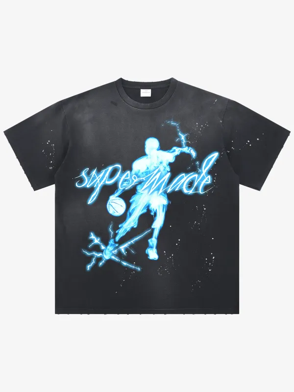 Supermade Energy Burst Basketball Electric Graphic T-Shirt made by Thesupermade