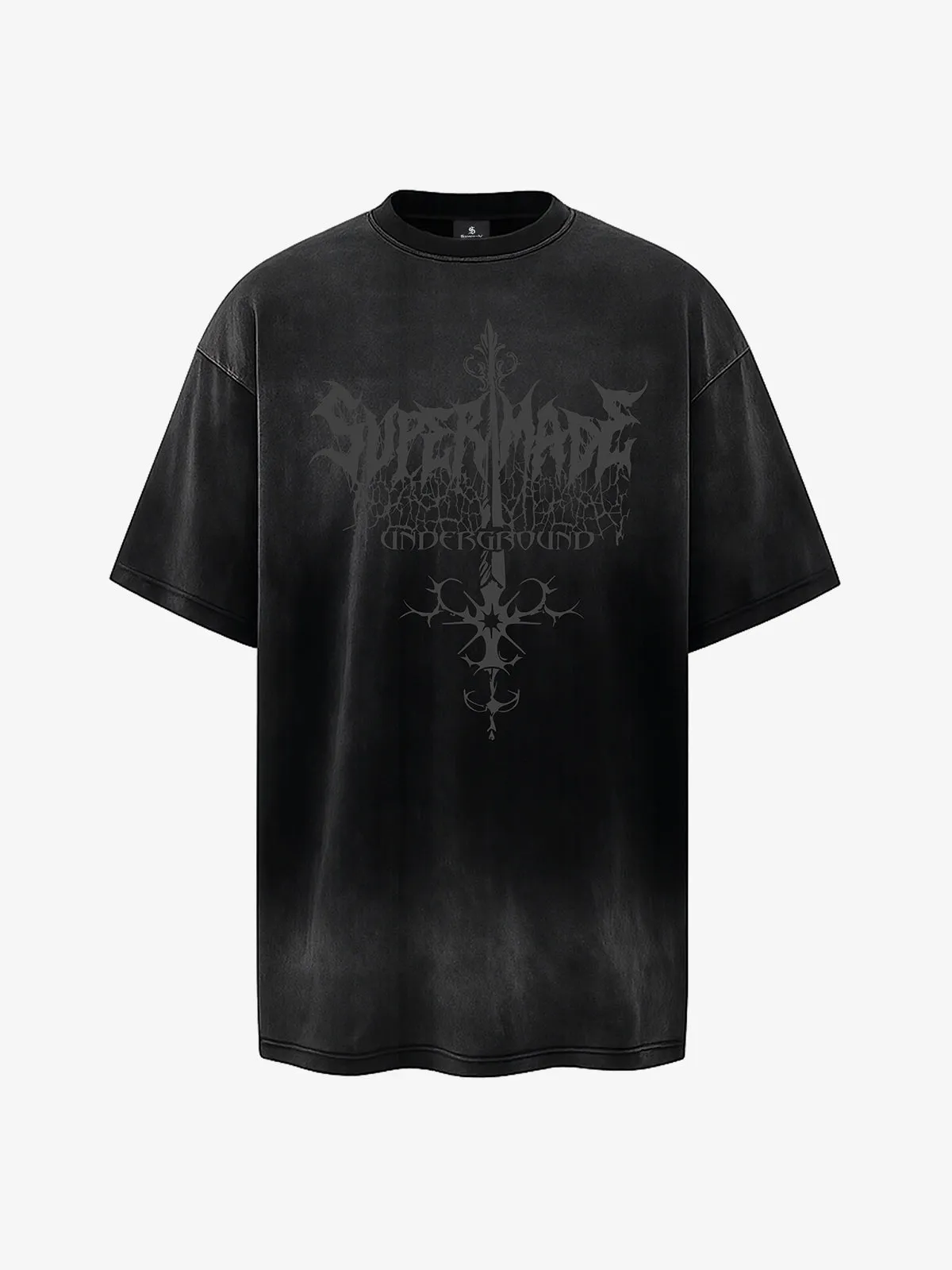 Acid Wash Gothic Cross Spine Graphic Distressed T-Shirt - 2604 sold by Thesupermade product image thumbnail 2