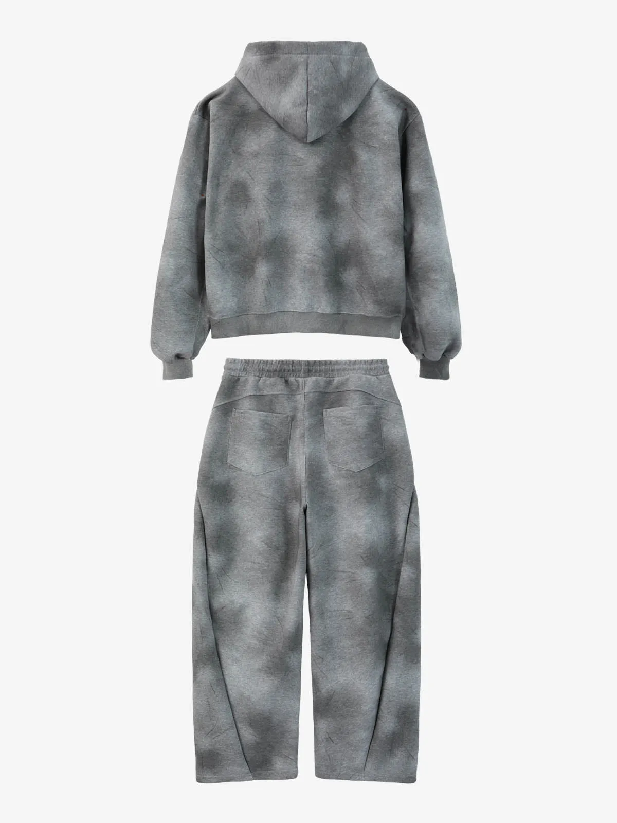 Vintage Washed Tie-Dye Zip Up Hoodie & Barrel Sweatpants Tracksuit sold by Thesupermade product image thumbnail 3