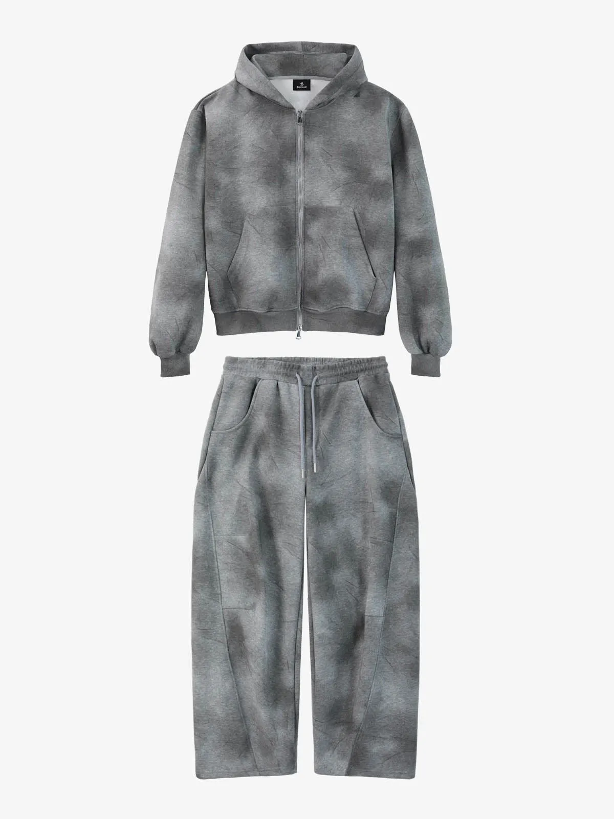 Vintage Washed Tie-Dye Zip Up Hoodie & Barrel Sweatpants Tracksuit sold by Thesupermade