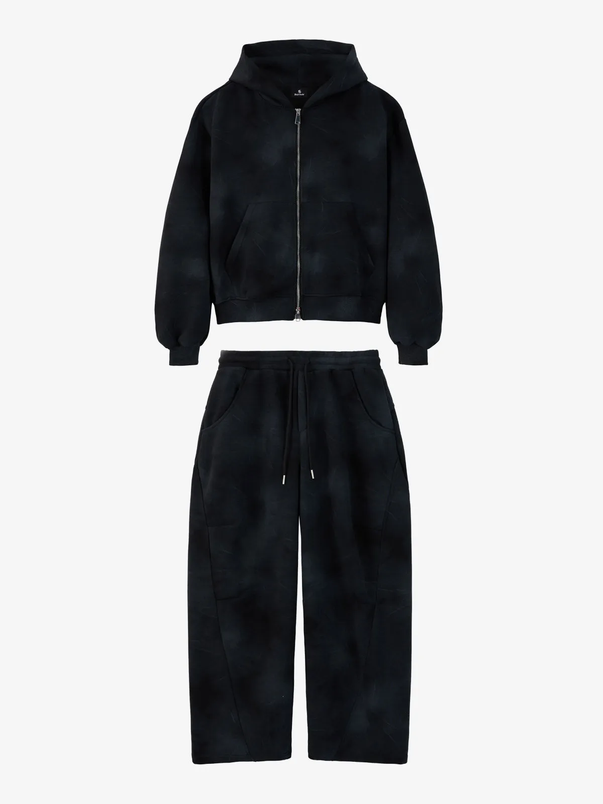 Vintage Washed Tie-Dye Zip Up Hoodie & Barrel Sweatpants Tracksuit sold by Thesupermade product image thumbnail 2