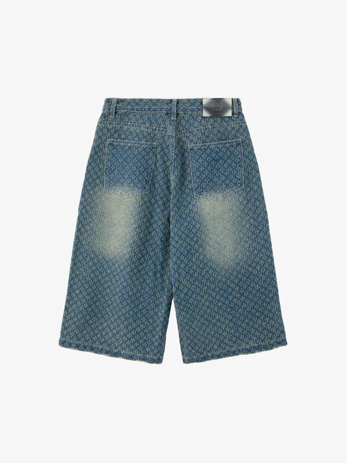 Vintage Distressed Textured Ripped Wide Leg Denim Jorts sold by Thesupermade product image thumbnail 3