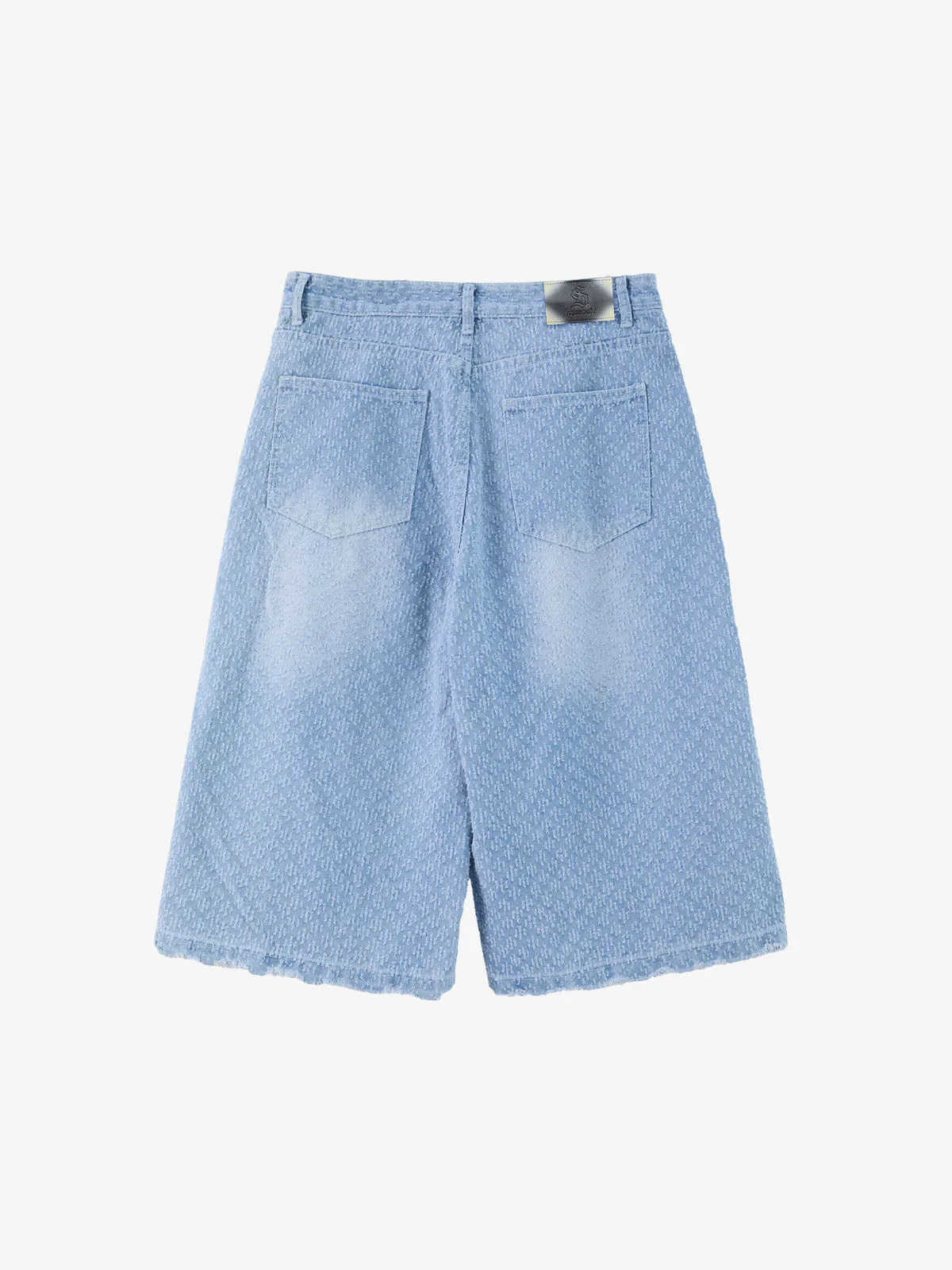 Vintage Distressed Textured Ripped Wide Leg Denim Jorts sold by Thesupermade product image thumbnail 4