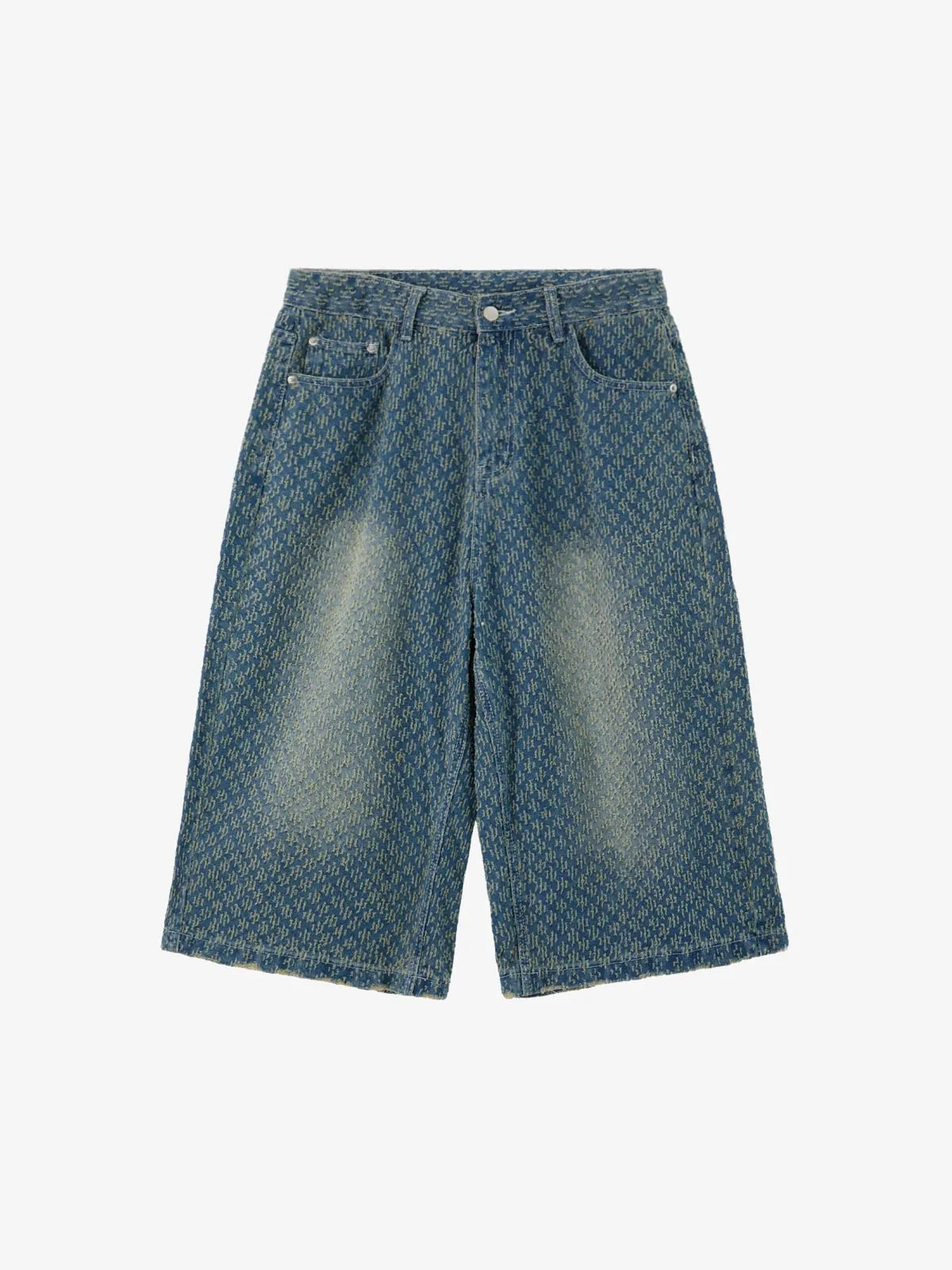 Vintage Distressed Textured Ripped Wide Leg Denim Jorts sold by Thesupermade