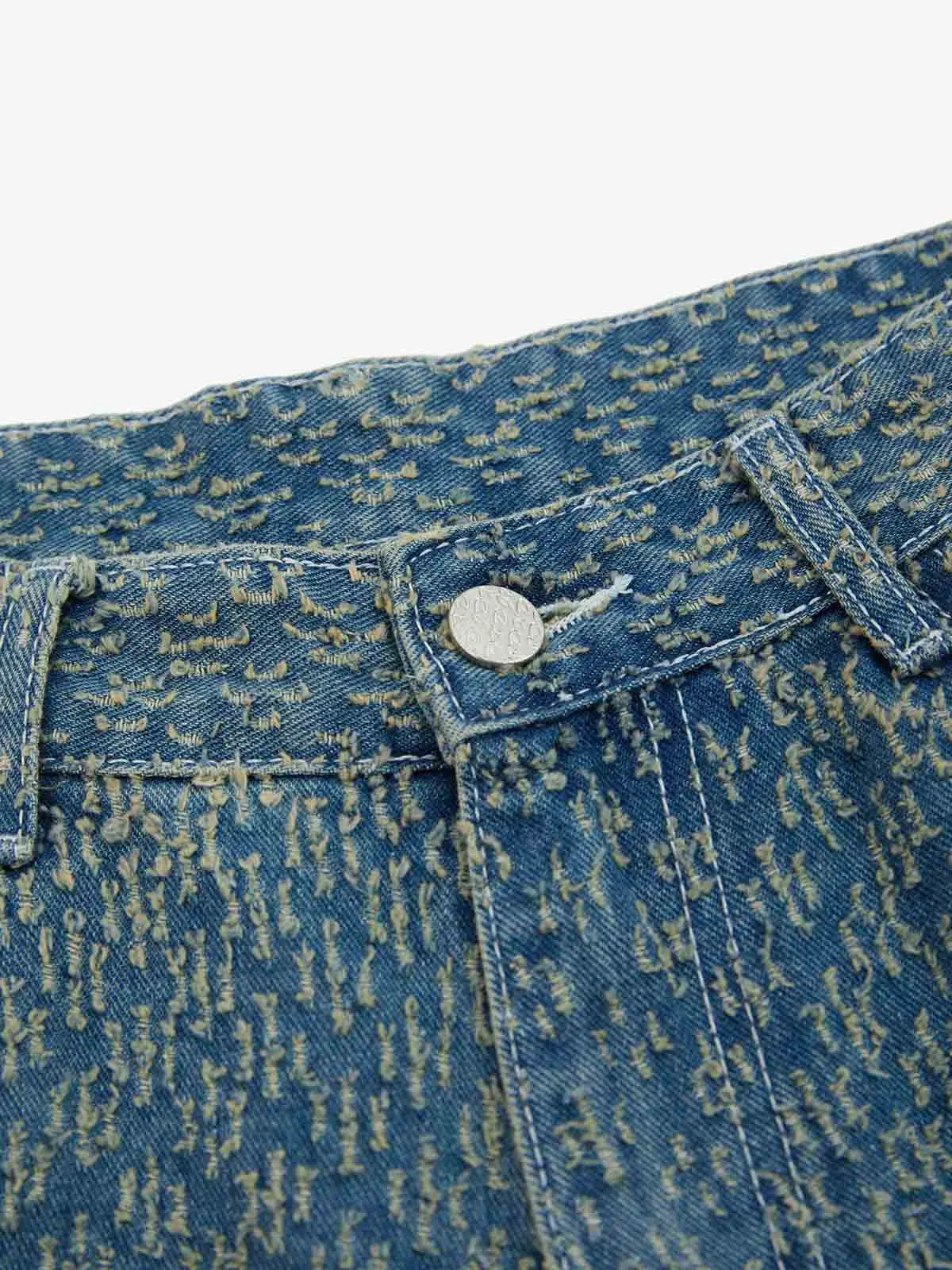 Vintage Distressed Textured Ripped Wide Leg Denim Jorts sold by Thesupermade product image thumbnail 5