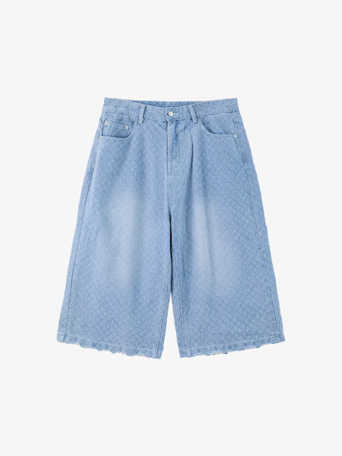 Vintage Distressed Textured Ripped Wide Leg Denim Jorts sold by Thesupermade product image thumbnail 2