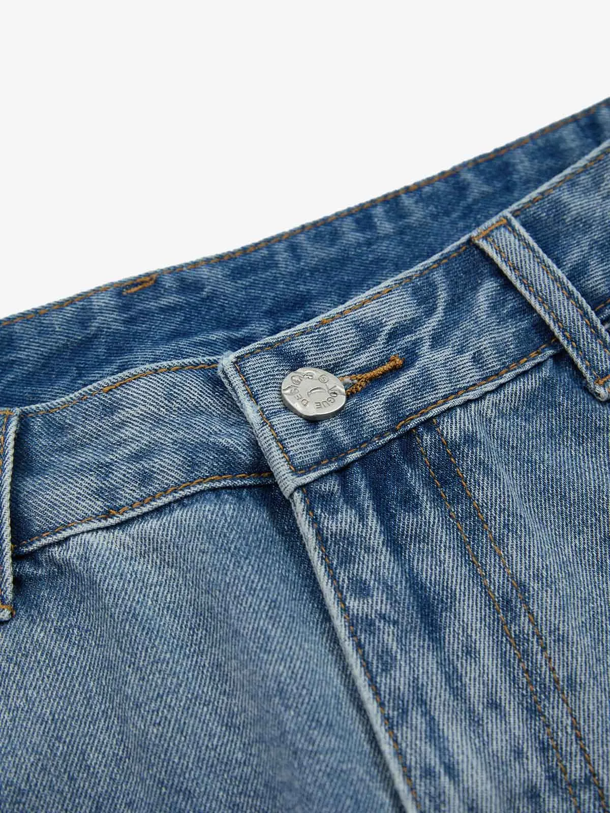 Vintage Barbed Wire Embroidery Distressed Washed Denim Jorts sold by Thesupermade product image thumbnail 5