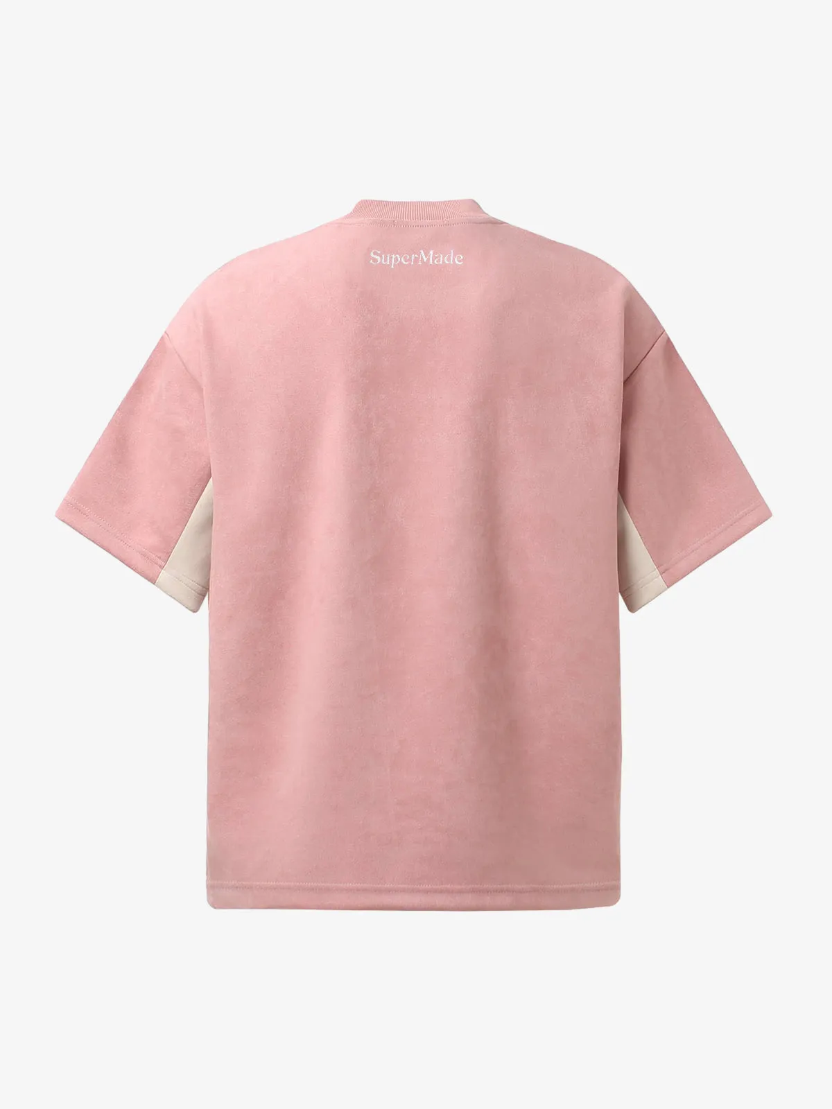 Suede Logo Embroidered Patchwork Short Sleeve T-Shirt - 2634 sold by Thesupermade product image thumbnail 4