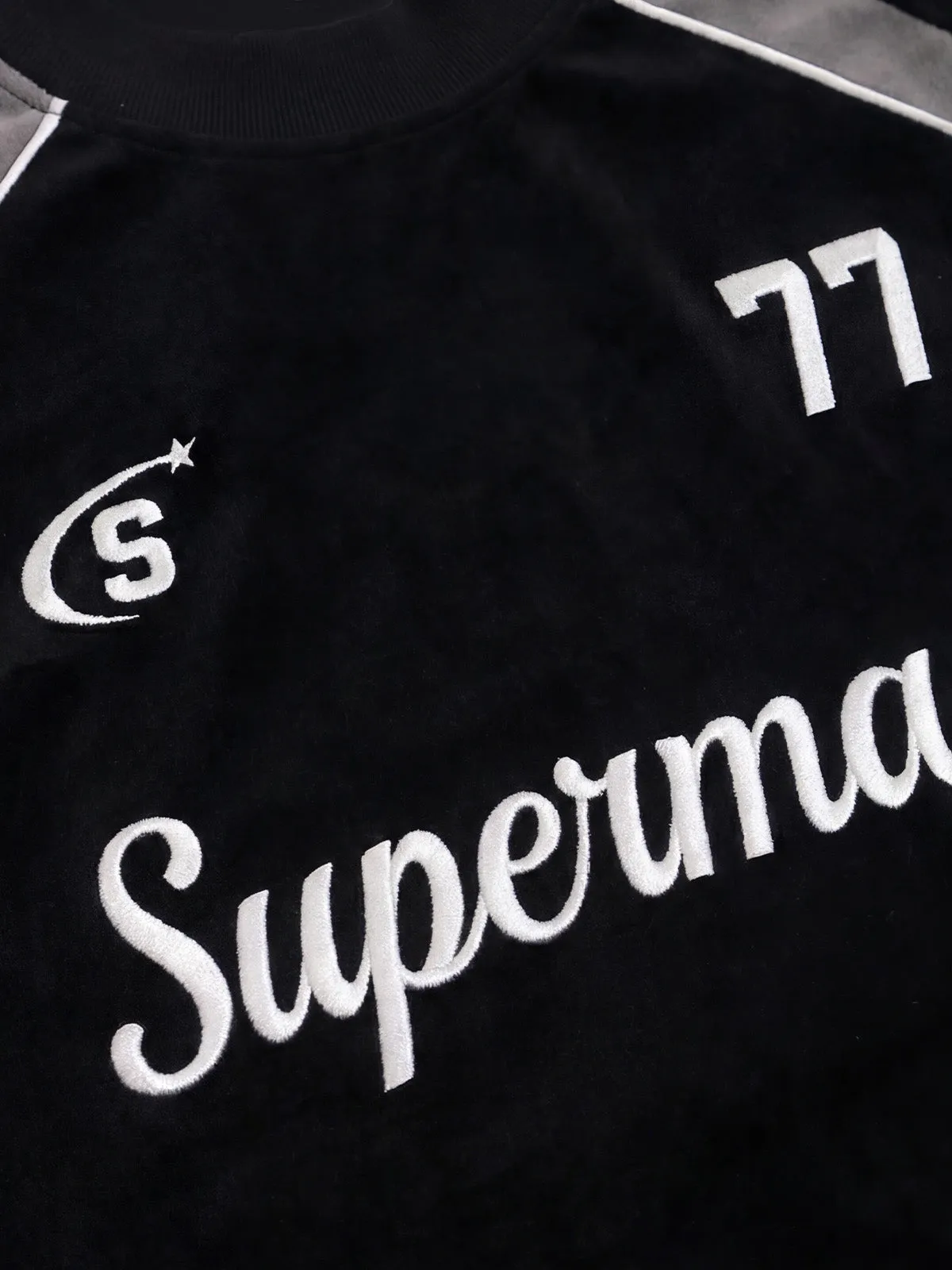 Suede Logo Embroidered Patchwork Short Sleeve T-Shirt - 2634 sold by Thesupermade product image thumbnail 5