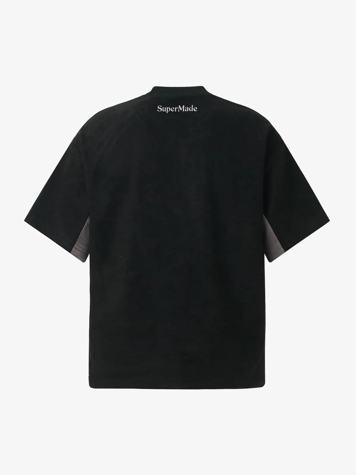 Suede Logo Embroidered Patchwork Short Sleeve T-Shirt - 2634 sold by Thesupermade product image thumbnail 3